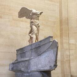 Winged Victory of Samothrace. It dates from the second century BC