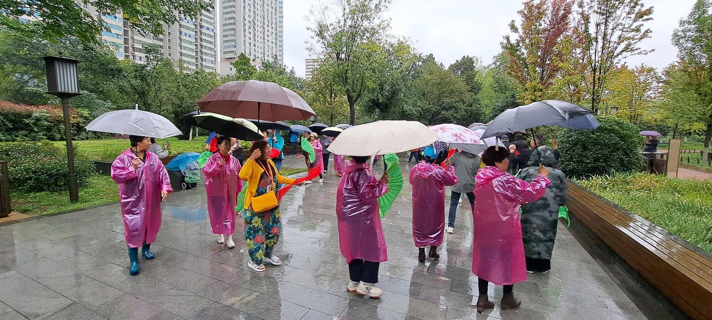 The locals' dance/exercise group.