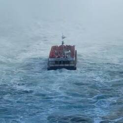 Viele feuchte Menschen im Regenponcho