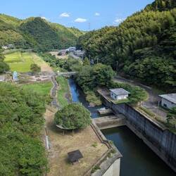 Downstream from dam