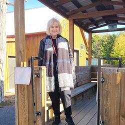 Cathy dressed for a blizzard