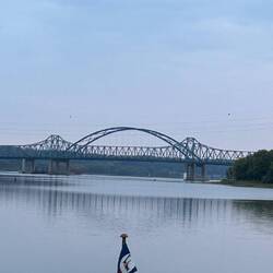 Approaching Peoria and the US-50 bridges... the new one, unfinished, on the far side