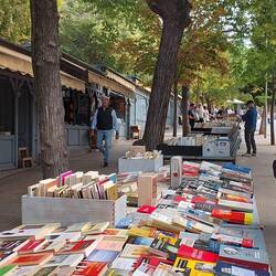 Book vendors outside the park