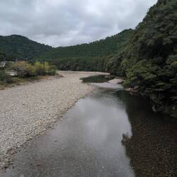 Der Fluss in Koguchi hat viel Platz