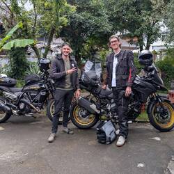 French motorcyclists at the hostel, Dorian and Stanislas