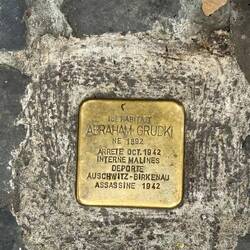 Stolperstein in Lille. Outside a house where a Jewish person lived before they were murdered in WW2