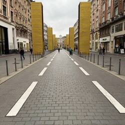 Main Street of Lille. The containers are art - the link between art and functionality