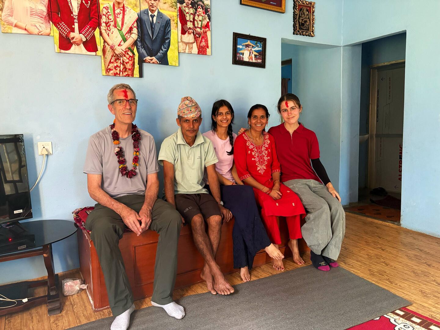 With PC Volunteer's host family after tika ceremony