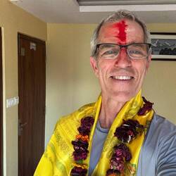 All the gifts and blessings at the end of the day. Three tika ceremonies is a lot of red.