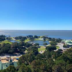 Aussicht auf das "Whalehead Anwesen" eines super reichen Mr. Knight welches er mit Frau 1920 baute