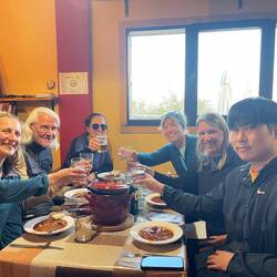 Yummy dinner with fellow pilgrims from around the world.