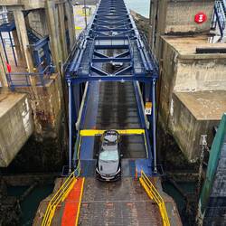 Loading cars on the truck deck
