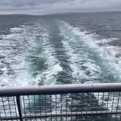 The wake behind the ferry