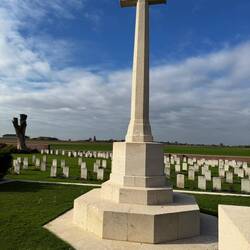 Ration Farm Cemetery. Allies and Germans buried here