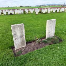 Couple of German graves, they had square top tombstones, allies' were curved