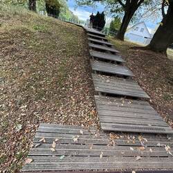 The 1914 German front line in the foreground, Steve is standing on the allied front line. Very close