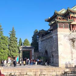 My bud in front of the Wenchang Pavilion.