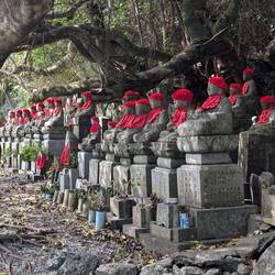 250 Jizo statues at Mizukakejizo, we pour water over them to quench the thirst of those we've lost