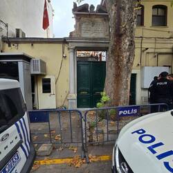 Synagogue with Barricades/Police