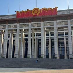 National Museum of China. And one lone man on the steps about to start sweeping.