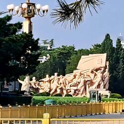 Memorial monument at one end of the square.