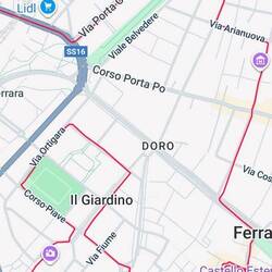 Parkplatzsuche in Ferrara - man beachte den großen Parkplatz, den wir vollständig abgefahren sind.