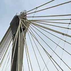 Structural detail of the cable-stayed Clarke Bridge, carrying US-67 at Alton, Il.