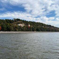 Limestone bluffs and fall colour along the Mississippi River