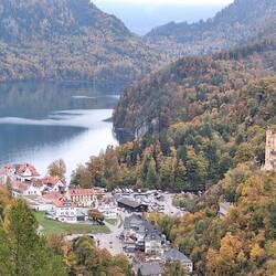 Looking down into the village below from a castle terrace