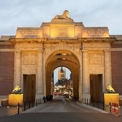 Menin Gate at dusk. British soldiers walked through this gate towards me on their way to the front