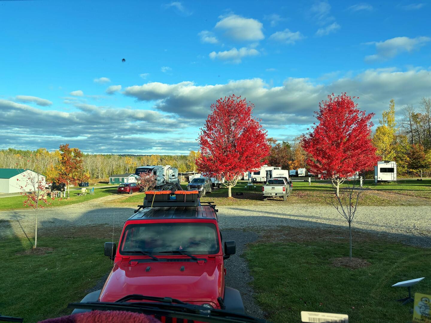 Color at the campsite and sunshine!
