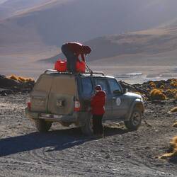 Ana hilft beim Tanken des Tourautos