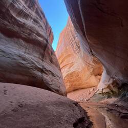 Looking back out the canyon. You could actually bring a boat in here when there was water.