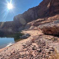 Another view. Hole in the Rock is just around that canyon wall under the sun.