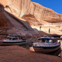 DeJa La and C-Traveler beached just outside Cathedral in the Desert