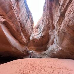 Inside the Cathedral, looking past the waterfall and farther up into the canyon.