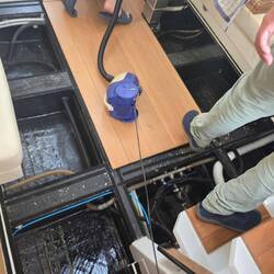 Deep cleaning, even the floor boards for the food