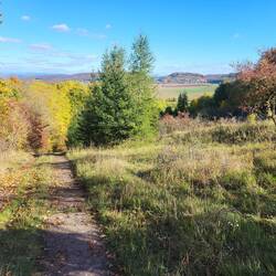 In der Ferne ist das Dorf Henneberg zu sehen.