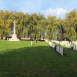 Le Troy Aid Post Cemetery. Contains British, Australian, Canadian and French soldiers