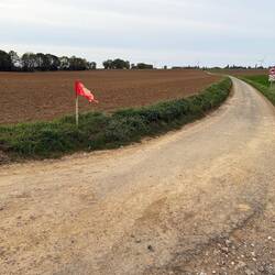 Sunken road. They crept forward to this spot before the attack. Bullecourt in the distance