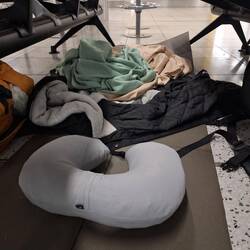 My jacket on the ground makes it softer to sleep