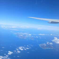 Blick auf Praslin und La Digue