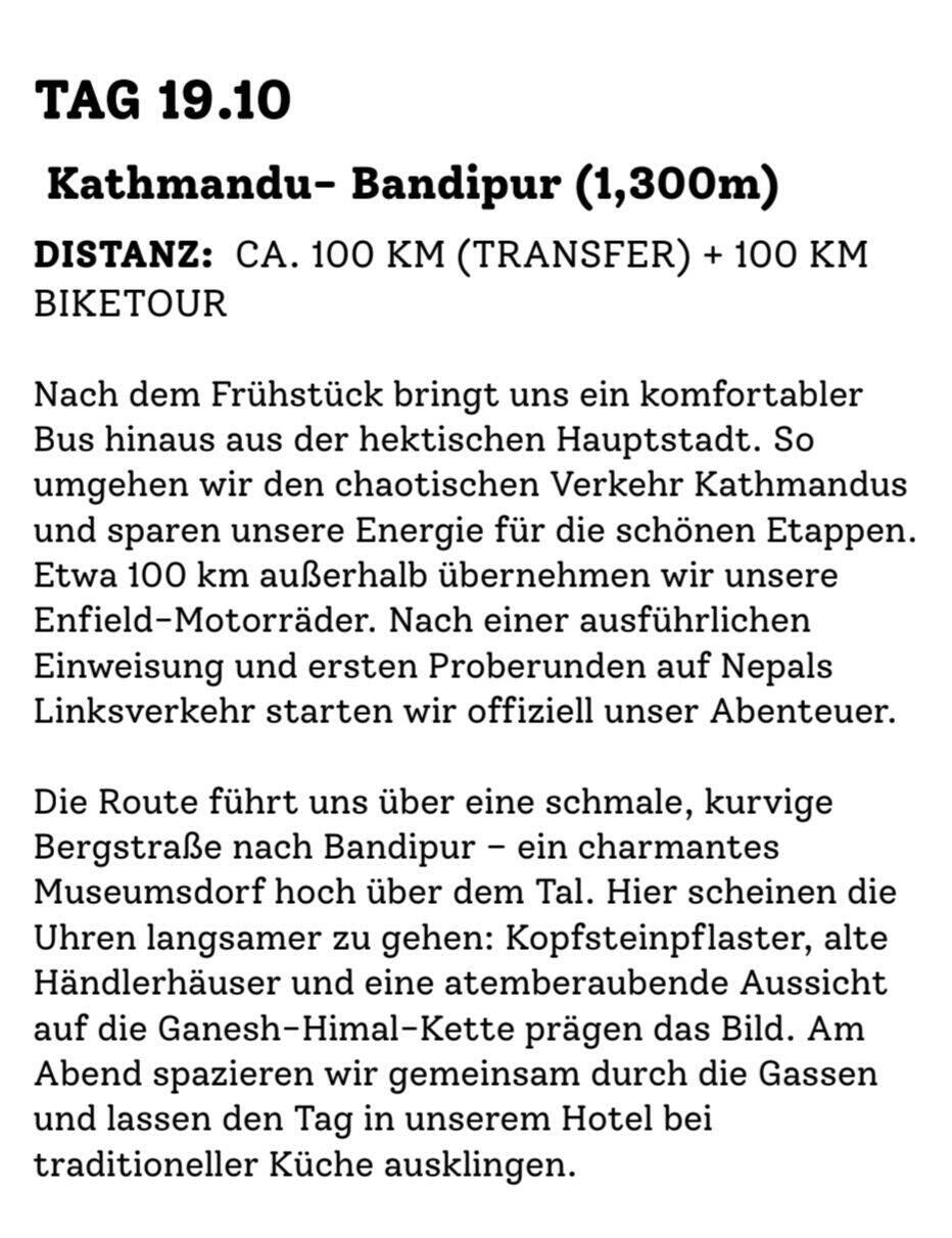 Heute geht's zur ersten Motorradel Tour