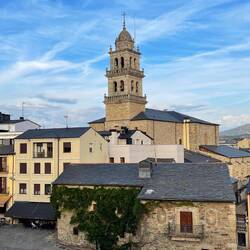 Our apartment was the white building right below the church.