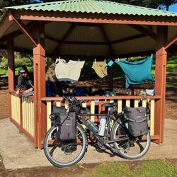 Drying the cosy after a swim