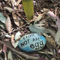 Modern Art Tributes on Eggs! Inside each nest is a single ceramic egg with a miniature art painting