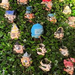 'Peeping Toms' - Kieran's large ceramic installation in his bathroom, complete with fountains