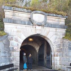 Entrance to the tunnel to catch a lift up to Eagles Nest