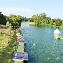 Summer at one of Vienna's Danube River beaches.