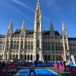 Family tennis games in front of the Rathaus (townhall)